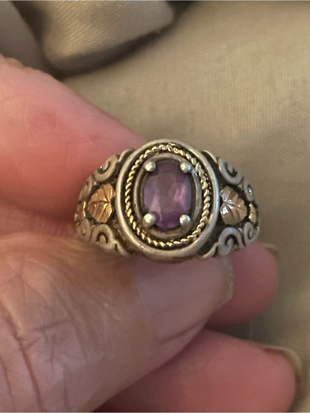 Sterling Silver Amethyst Statement Ring - Purple Black Hills Gold